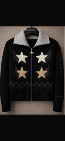 Dark Mood - 'Black And Multicolor' Designer Cardigan