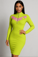 Neon Spark ‘Green Designer Bodycon Dress’