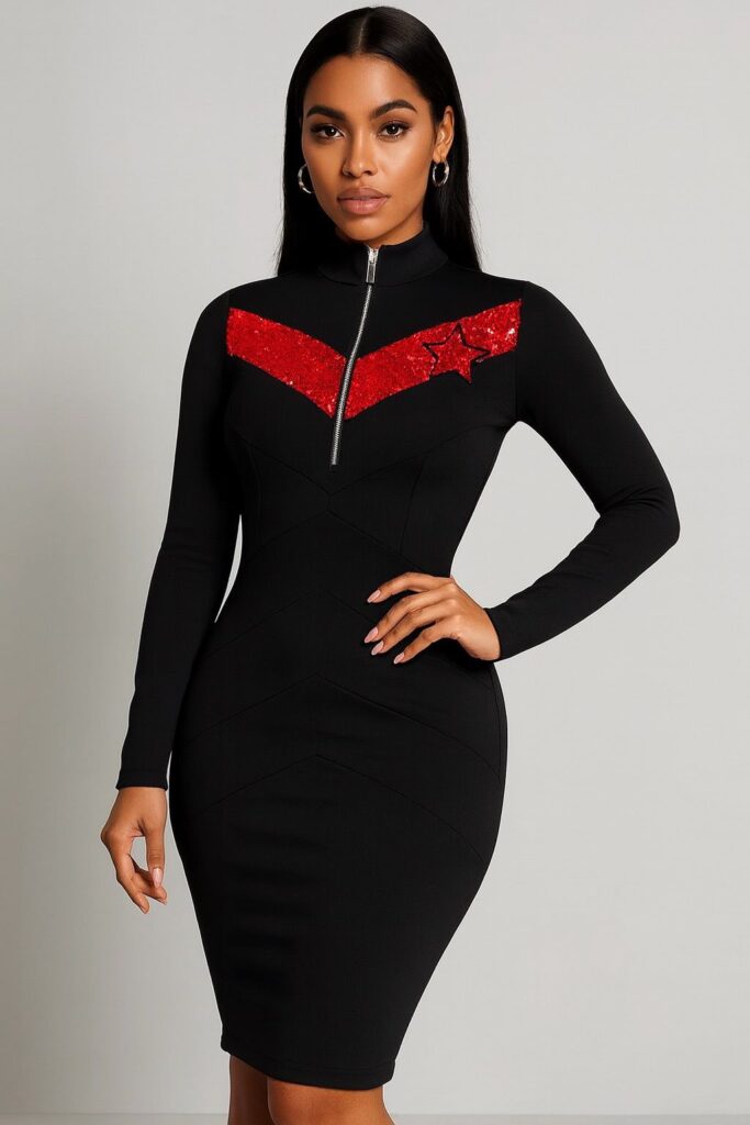Verta Mode “Redline Voltage” Designer Bodycon Dress